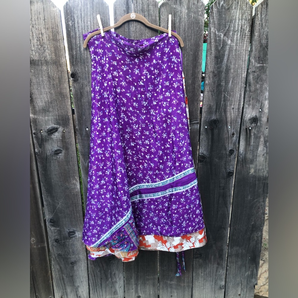 Reversible wrap skirt